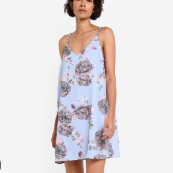 Cotton On Light Blue Floral Coquette Coastal V-Neck Mini Slip Dress Size S - Picture 1 of 11